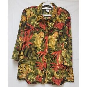 Brownstone Studio New York Long Sleeve Fall Colors Shirt Sz 2X NWOT Granny Core